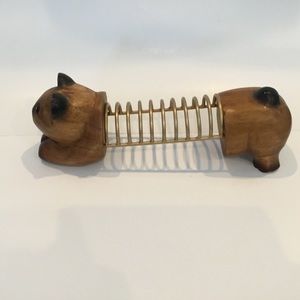 Cat  Desk Top File Holder Letter Sorter Wood With Brass